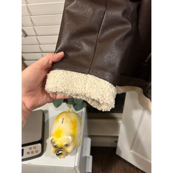 Divided Faux Leather Flight Jacket Warm Heavy - Picture 6 of 8